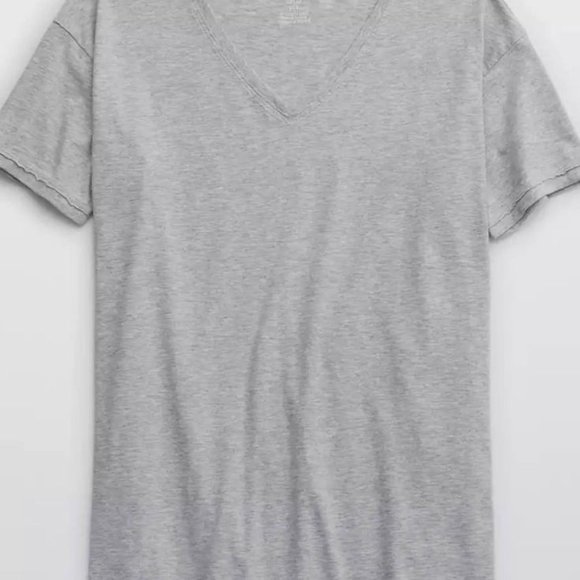NWOT aerie Grey V-Neck Tee - Picture 3 of 5